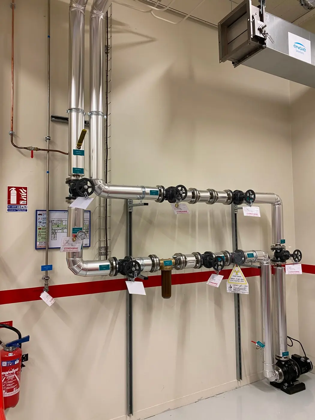 Détail de la panoplie hydraulique IRUP, vannes et instrumentation